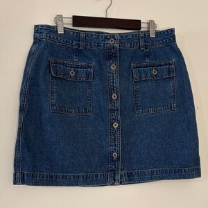 Vintage GAP Denim Mini Skirt Button Front Y2K 90s Cargo Pocket Preppy Twee Sz 14